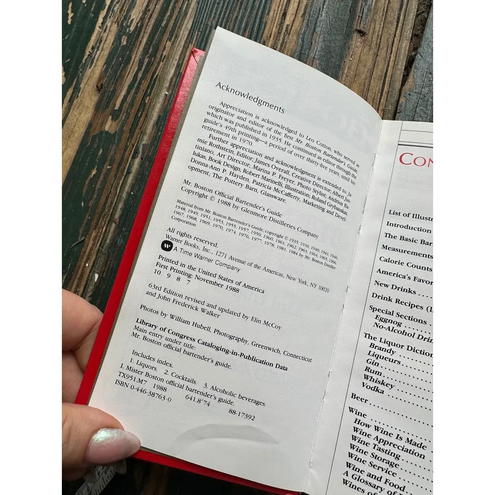 Mr Boston Official Bartenders Guide 63rd Edition 1988 Hardcover Red Recipes